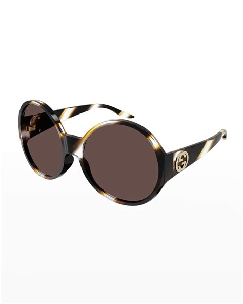 gucci oversized round havana acetate sunglasses|gucci 54mm oversized square sunglasses.